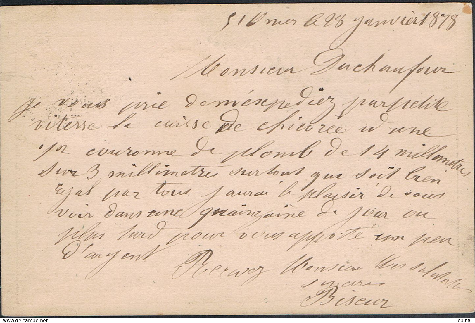 FRANCE : Carte Précurseur Datée Du 29/1/14878 à SAINT-OMER Et LILLE - - Precursor Cards