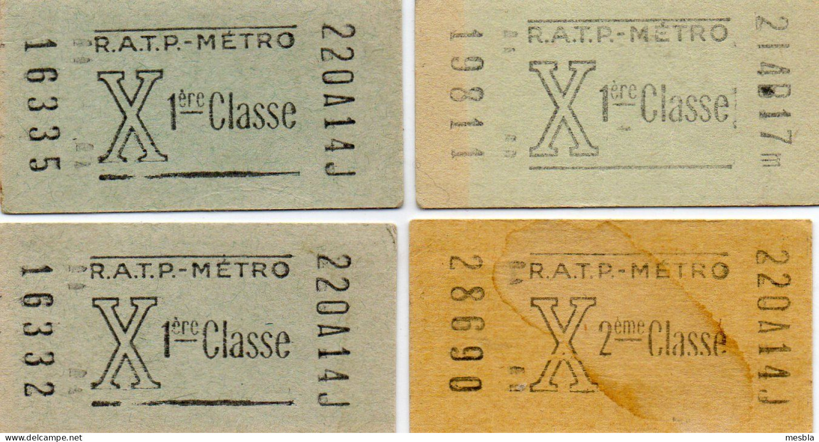 4 Anciens TICKETS  De  METRO -  3 Tickets 1ère Classe -  1 Ticket 2ème Classe - Europa