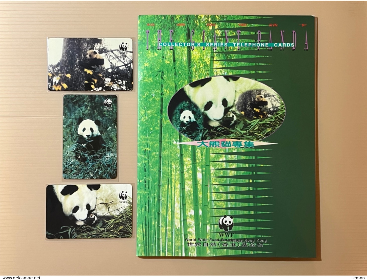 Hong Kong Telephone Phonecard, WWF China Panda, Set Of 3 Mint Cards With Folder - Hongkong