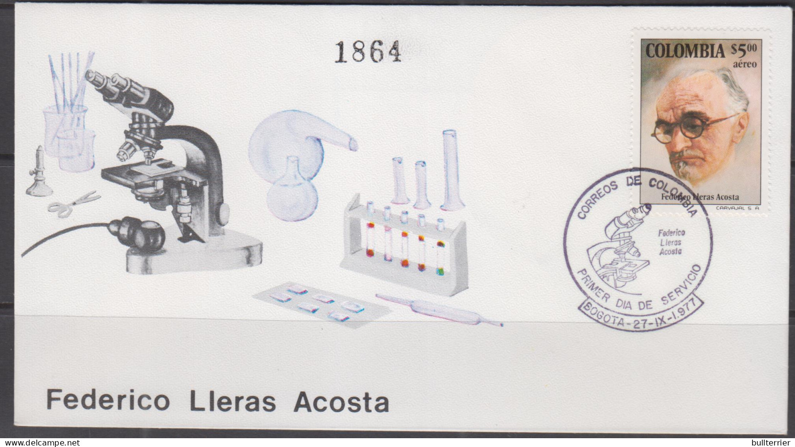 MEDICINE - COLOMBIA - FEDERICO ACOSTA / MICROSCOPES ON ILLUSTRATED FIRST DAY COVER - Médecine