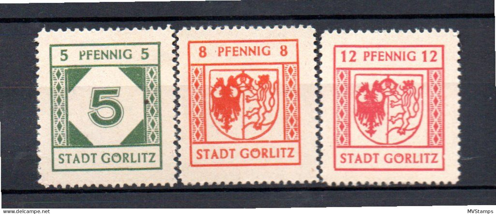 Gorlitz (Germany) 1945 Local Stamps "Spargummi" (Michel 5+ 7/8) Nice MNH - Mint