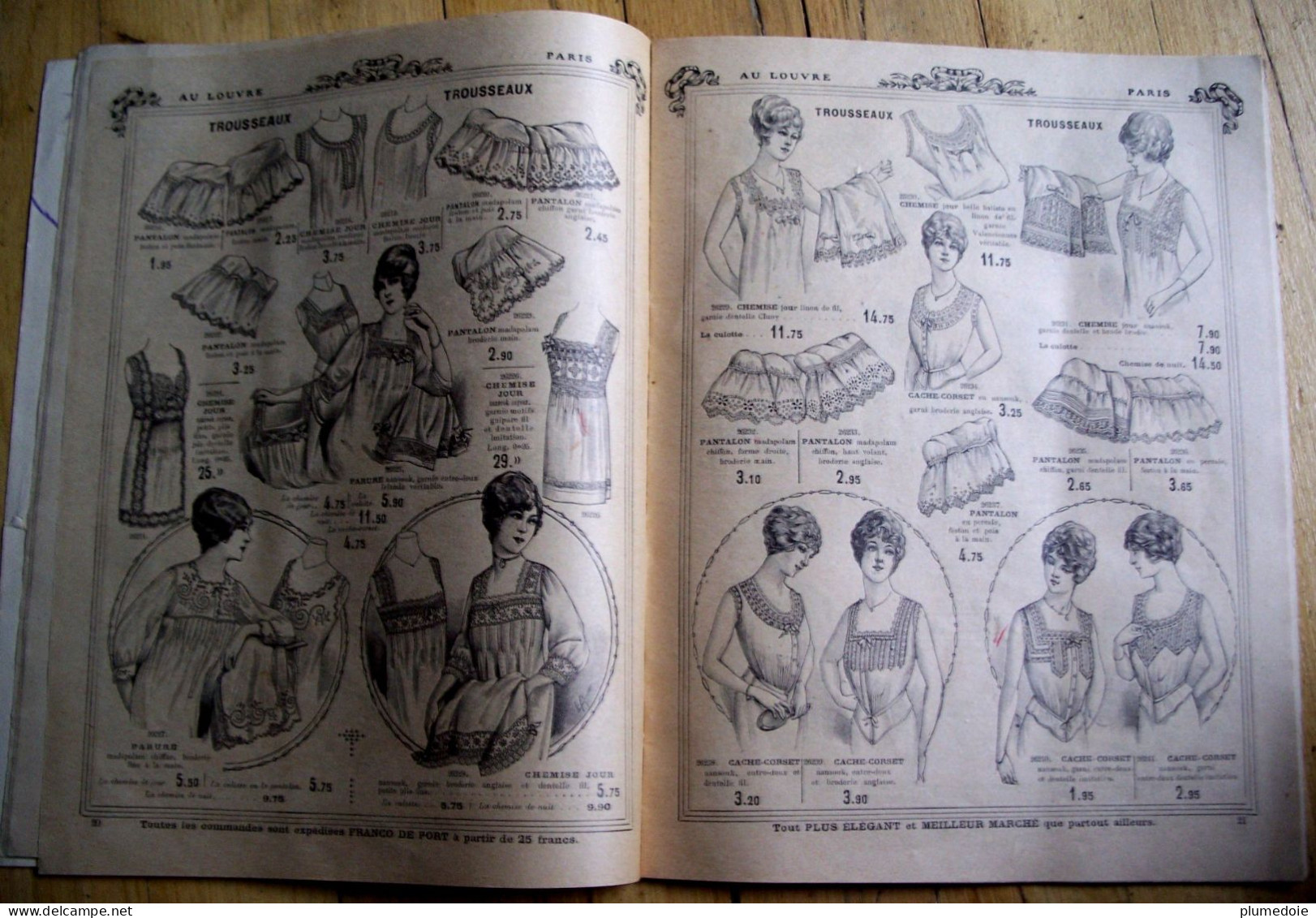 MODE . CATALOGUE MAGASINS AU LOUVRE PARIS ANNEE 1914. BLANC . LINGERIE . CORSETS . FEMMES HOMMES ENFANTS