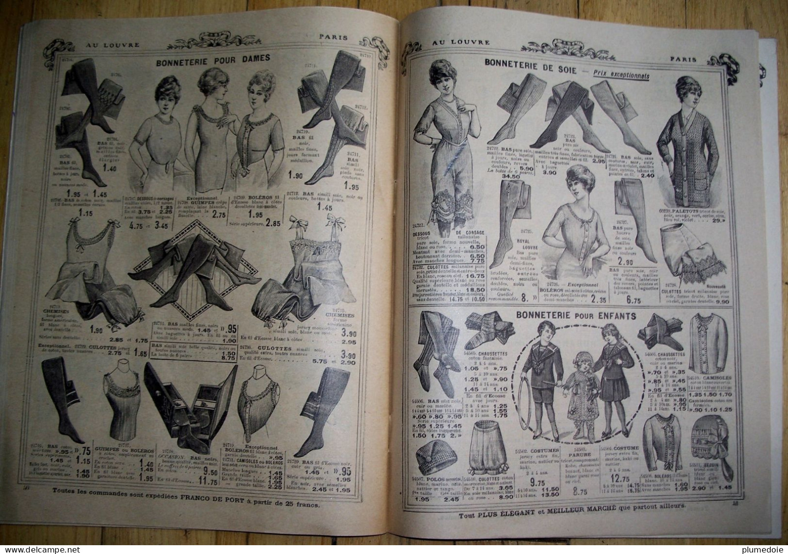 MODE . CATALOGUE MAGASINS AU LOUVRE PARIS ANNEE 1914. BLANC . LINGERIE . CORSETS . FEMMES HOMMES ENFANTS