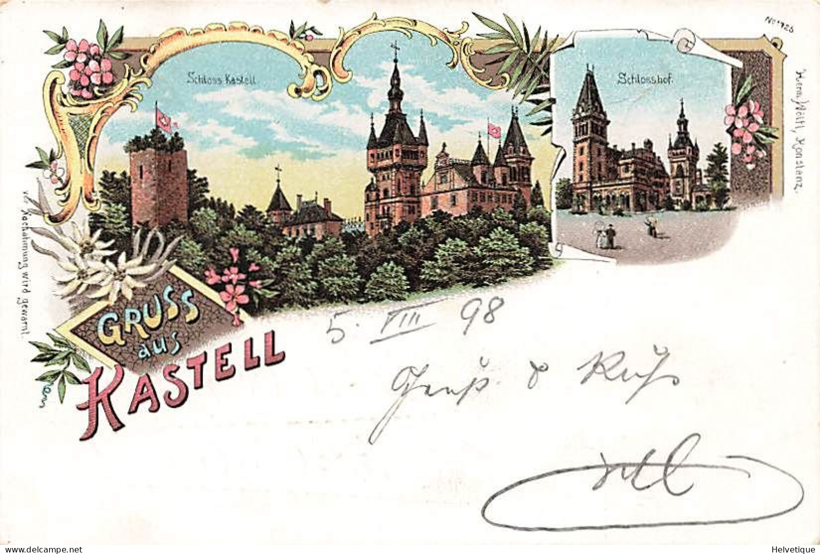 Gruss Aus Kastell Litho 1898 Tägerwilen Tägerweilen Schloss   Distrikt Kreuzlingen - Kreuzlingen