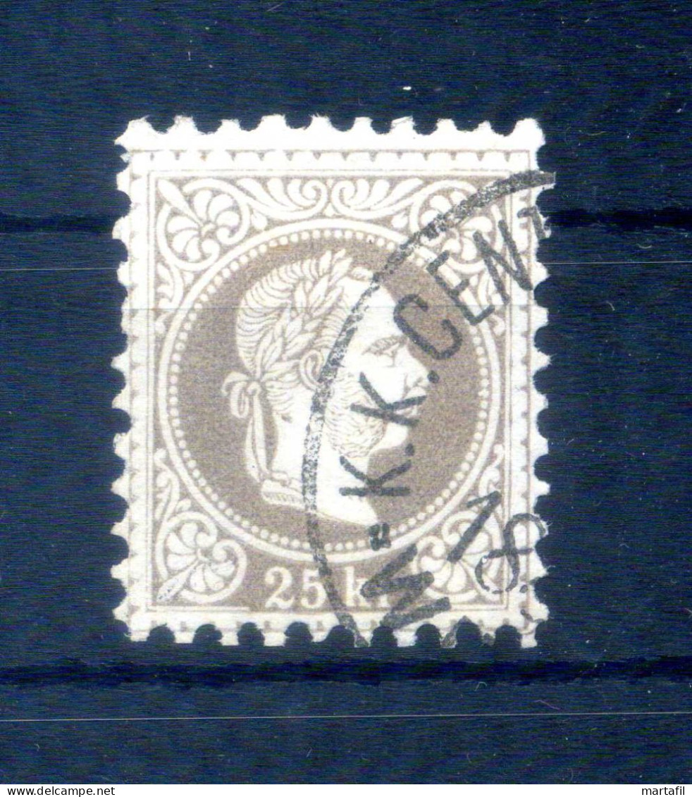 1874-80 AUSTRIA Unificato N.37/l USATO 25k Grigio - Used Stamps
