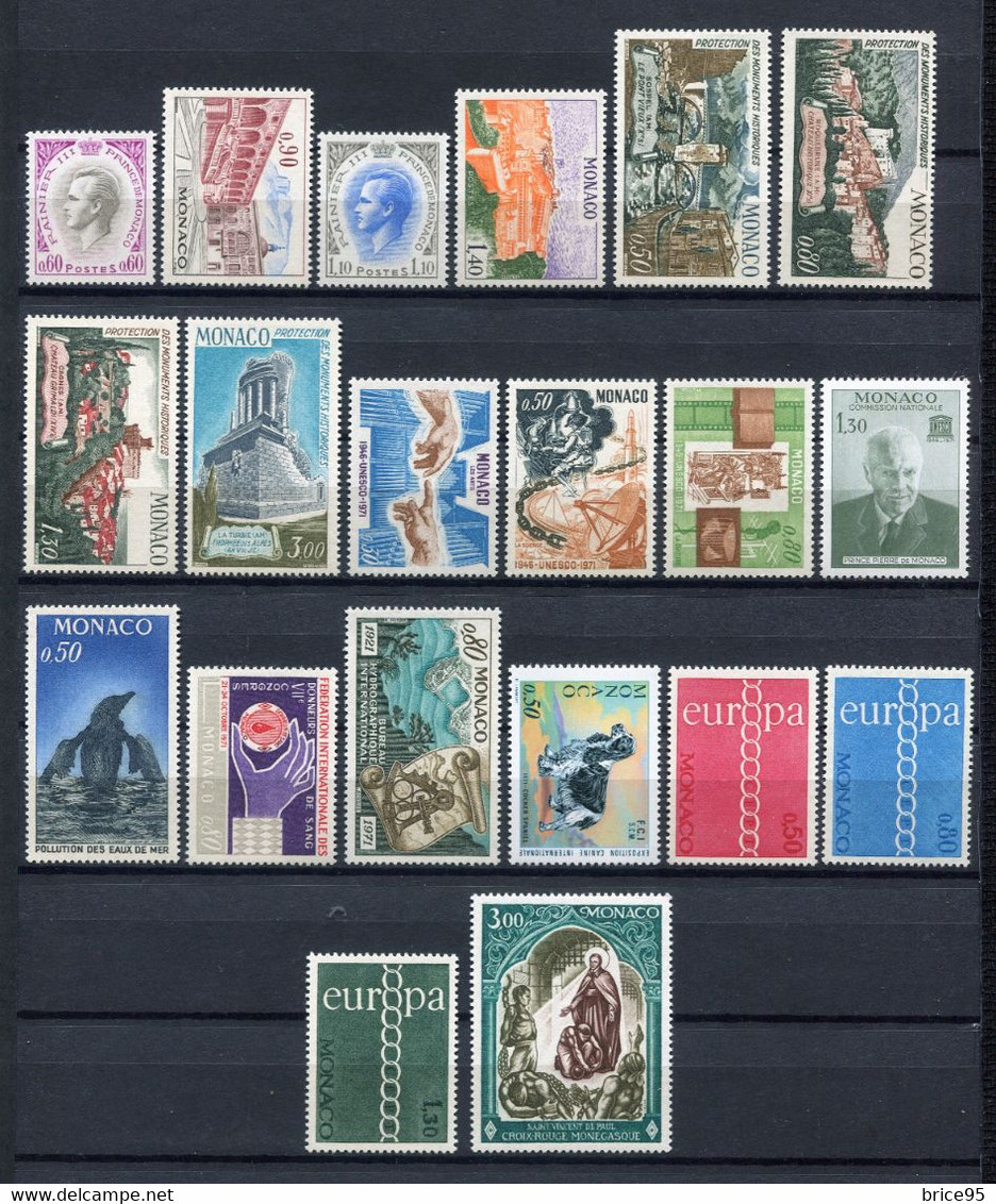 Monaco - YT N° 847 à 866 ** - Neuf Sans Charnière - Année Complète - 1971 - Annate Complete