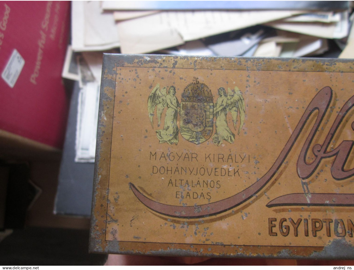 Old Tin Box Nilus Egyiptomi Szivarka  Magyar Kiralyi Dohanyjovedek Altalanos Eladasa - Tabaksdozen (leeg)