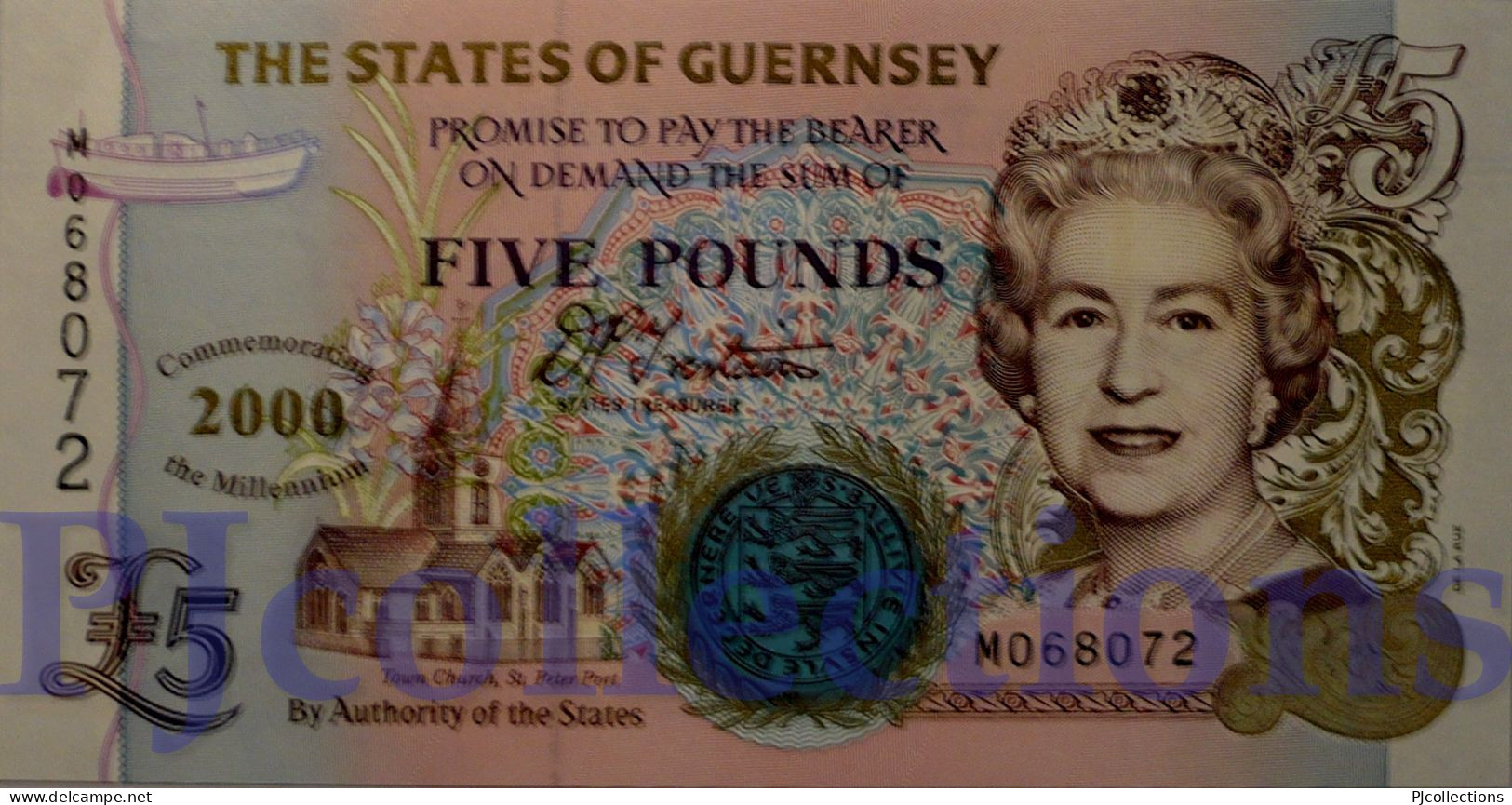 GUERNSEY 5 POUNDS 2000 PICK 60 UNC - Guernesey