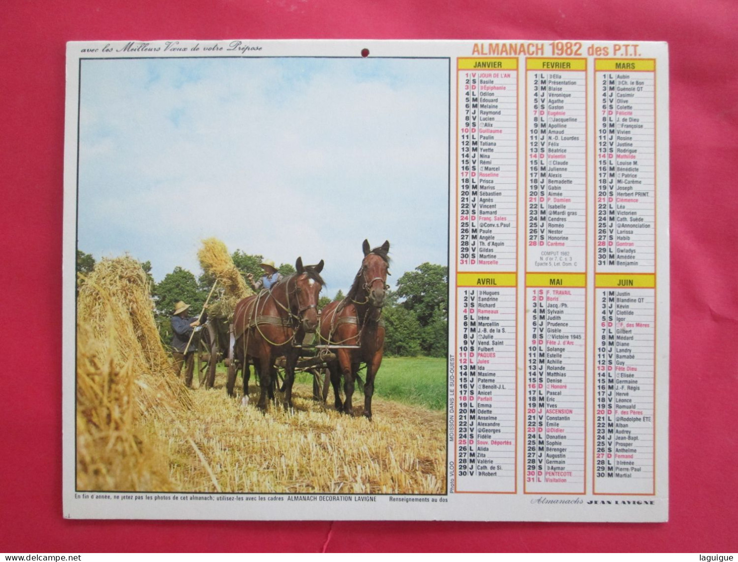 LOT DE 17 CALENDRIERS ALMANACHS De 1982 à 2018 LAVIGNE OBERTHUR OLLER MOISSON, FENAISON, LABOUR, VENDANGE - Big : 1981-90