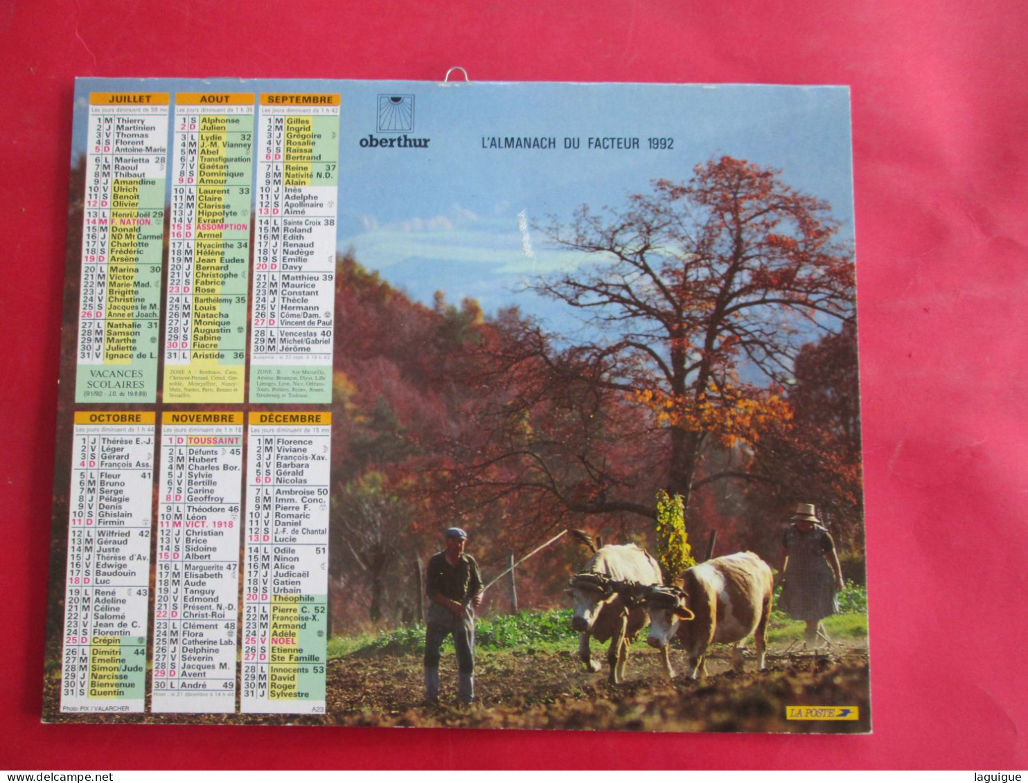 LOT DE 17 CALENDRIERS ALMANACHS de 1982 à 2018 LAVIGNE OBERTHUR OLLER MOISSON, FENAISON, LABOUR, VENDANGE