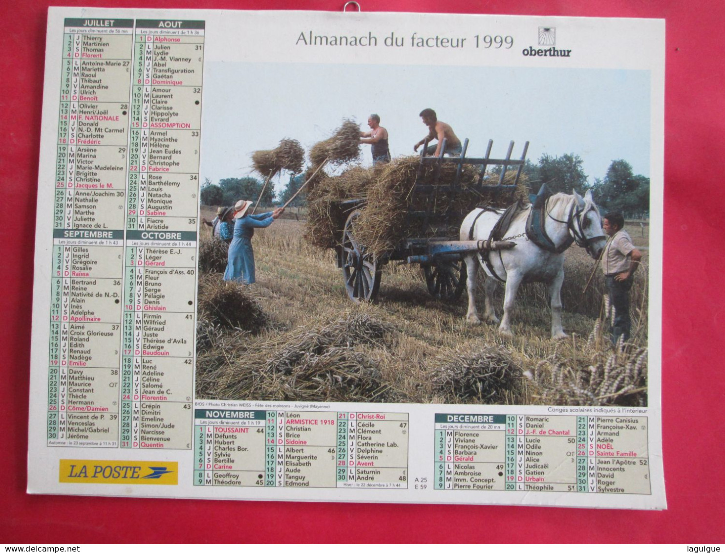 LOT DE 17 CALENDRIERS ALMANACHS de 1982 à 2018 LAVIGNE OBERTHUR OLLER MOISSON, FENAISON, LABOUR, VENDANGE