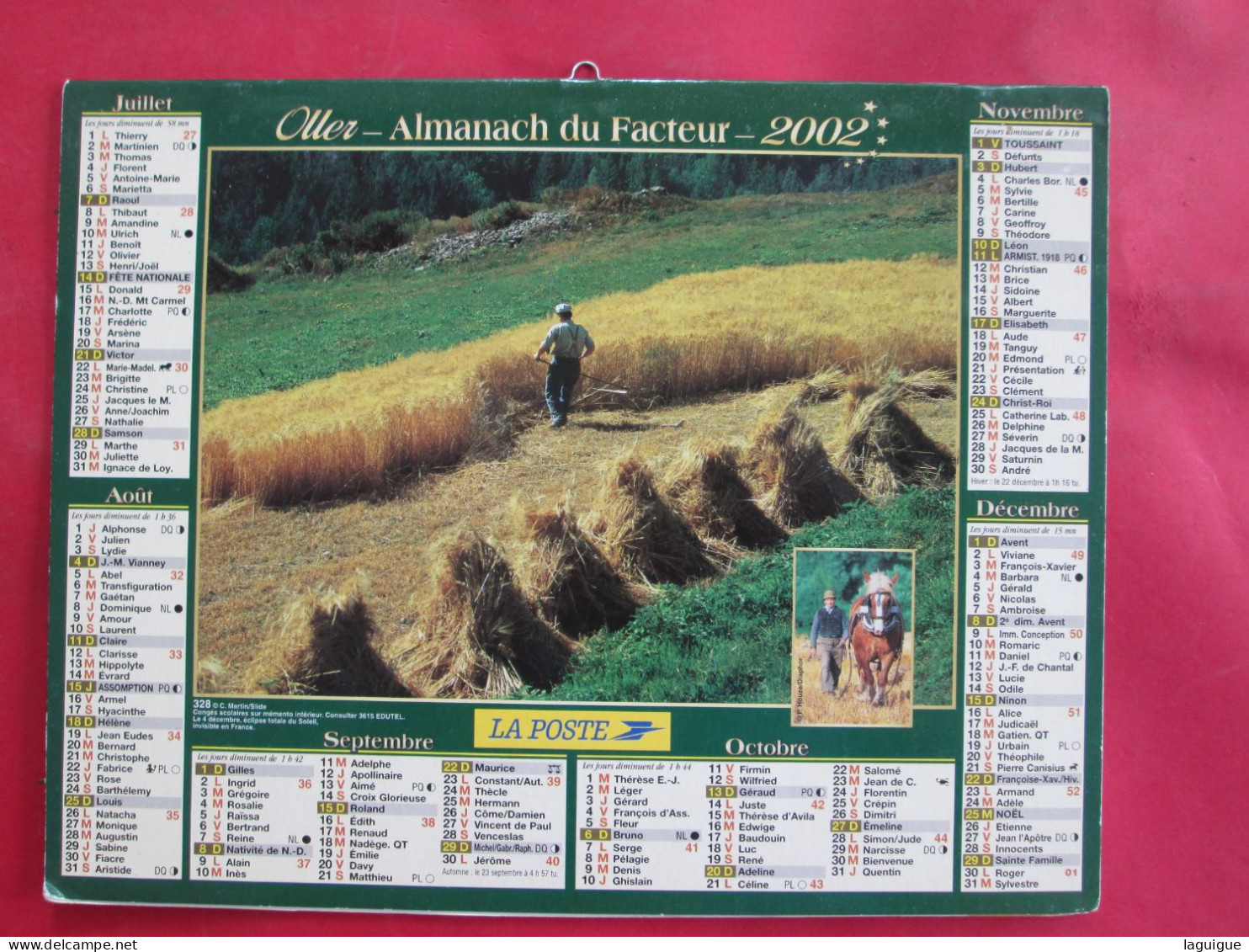 LOT DE 17 CALENDRIERS ALMANACHS de 1982 à 2018 LAVIGNE OBERTHUR OLLER MOISSON, FENAISON, LABOUR, VENDANGE