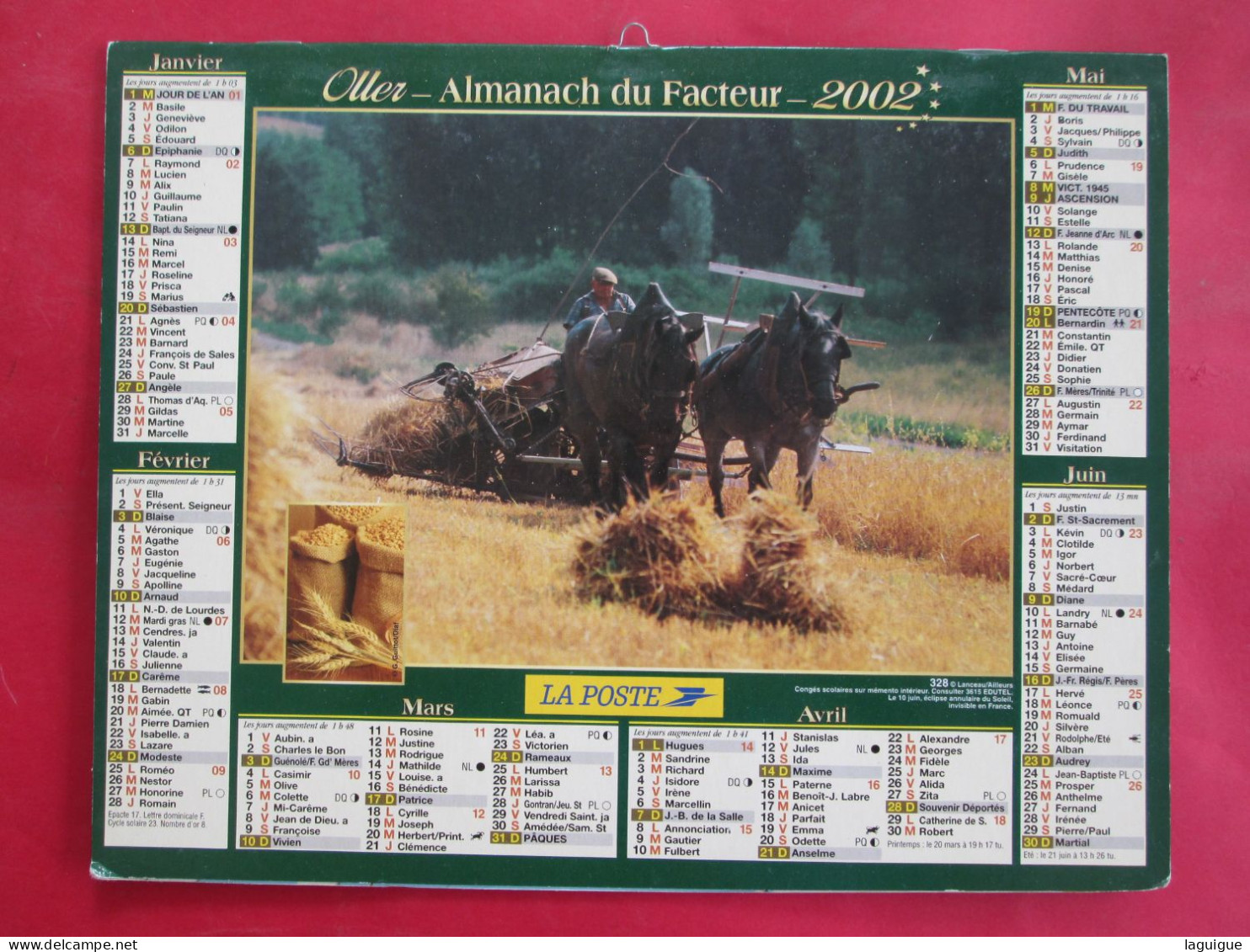 LOT DE 17 CALENDRIERS ALMANACHS de 1982 à 2018 LAVIGNE OBERTHUR OLLER MOISSON, FENAISON, LABOUR, VENDANGE