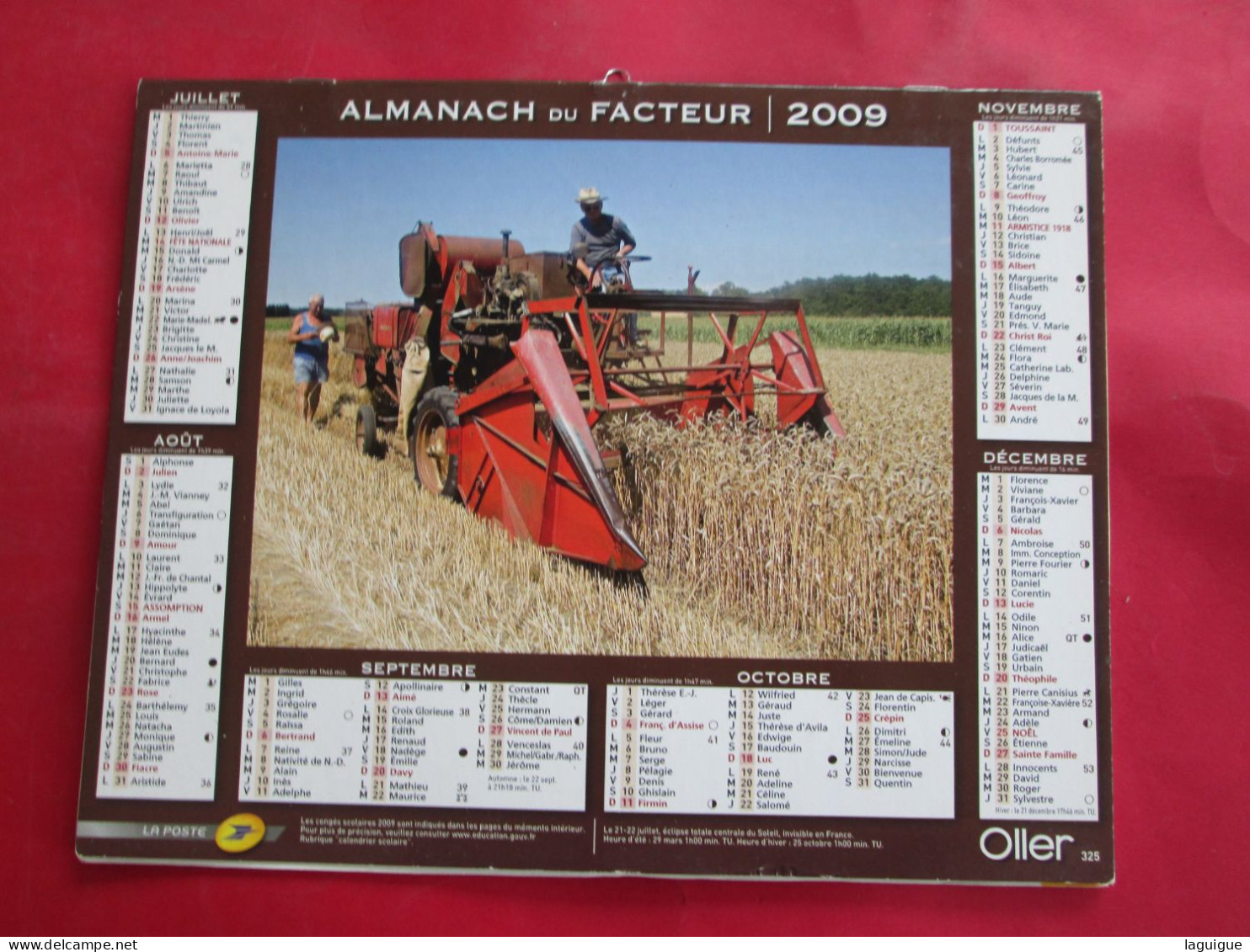 LOT DE 17 CALENDRIERS ALMANACHS de 1982 à 2018 LAVIGNE OBERTHUR OLLER MOISSON, FENAISON, LABOUR, VENDANGE