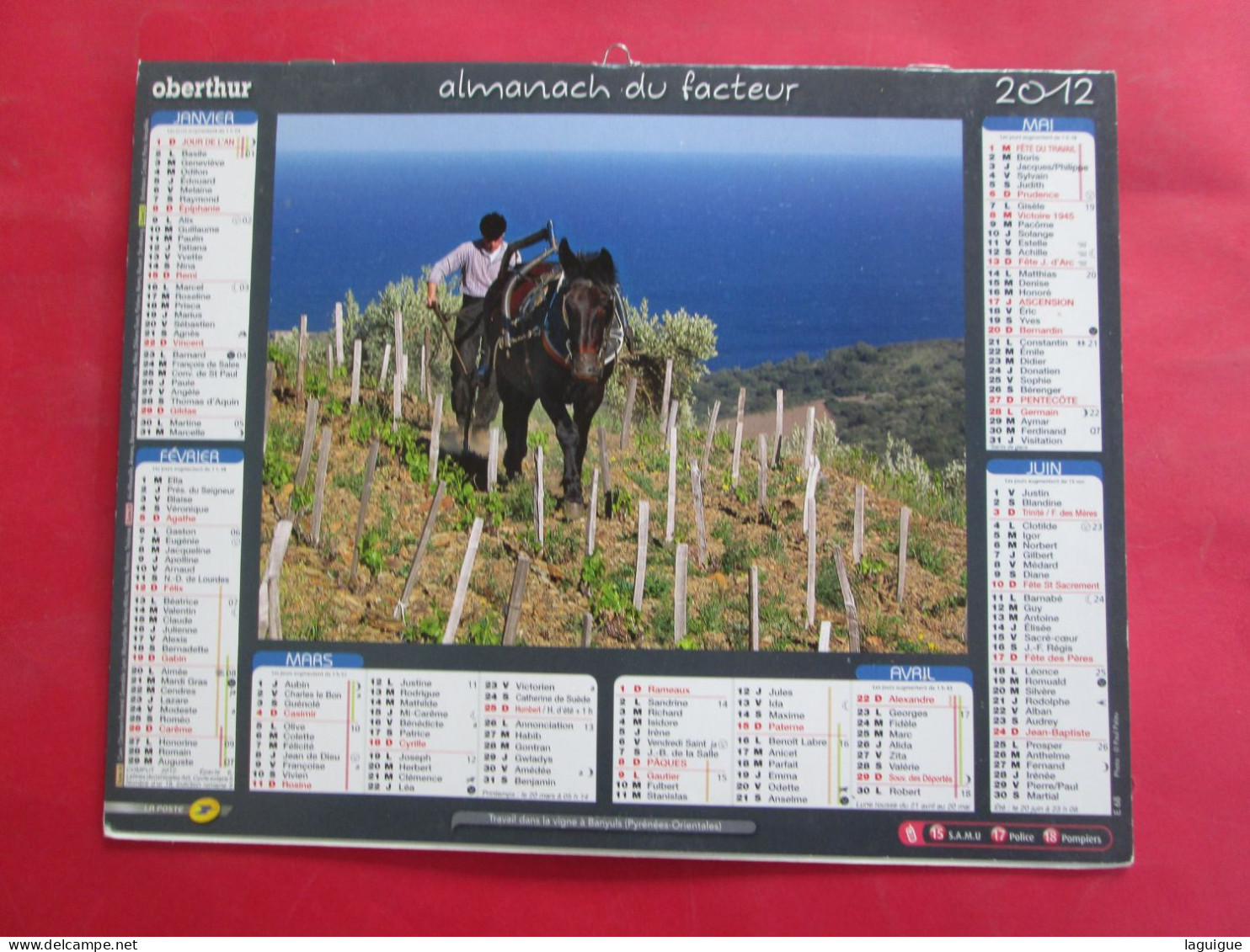 LOT DE 17 CALENDRIERS ALMANACHS de 1982 à 2018 LAVIGNE OBERTHUR OLLER MOISSON, FENAISON, LABOUR, VENDANGE