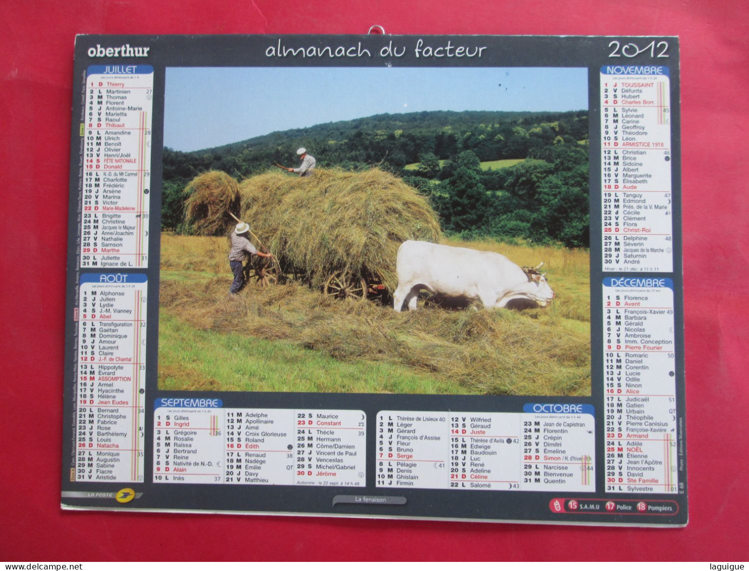 LOT DE 17 CALENDRIERS ALMANACHS de 1982 à 2018 LAVIGNE OBERTHUR OLLER MOISSON, FENAISON, LABOUR, VENDANGE