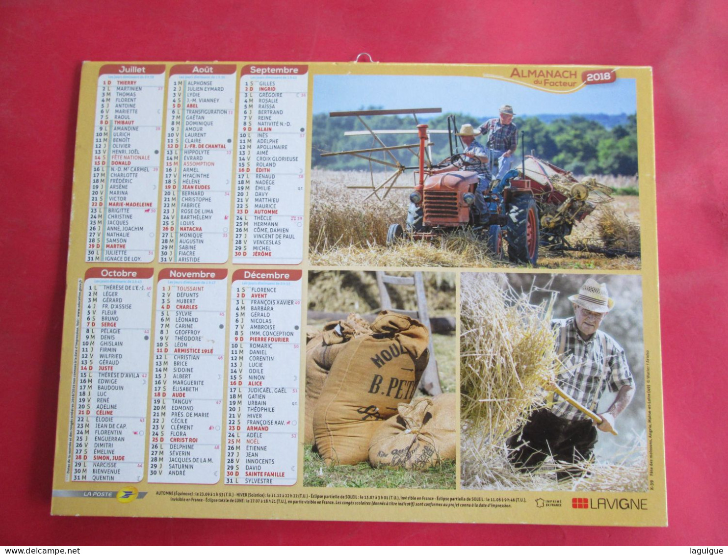 LOT DE 17 CALENDRIERS ALMANACHS de 1982 à 2018 LAVIGNE OBERTHUR OLLER MOISSON, FENAISON, LABOUR, VENDANGE