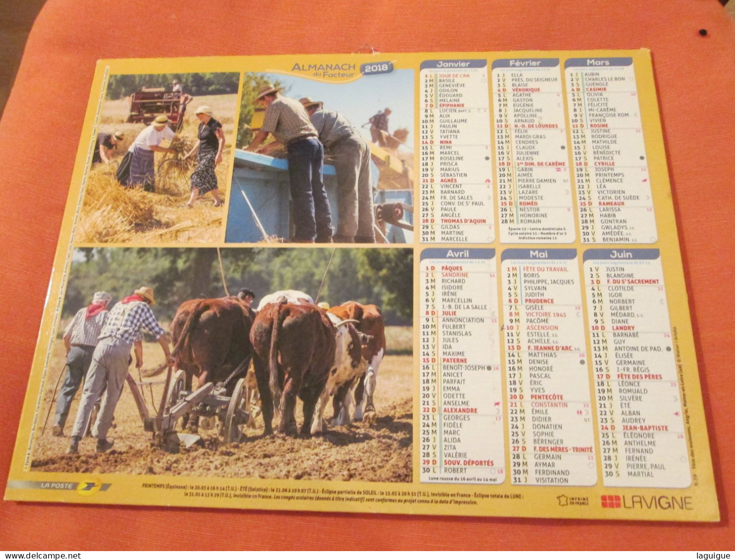 LOT DE 17 CALENDRIERS ALMANACHS de 1982 à 2018 LAVIGNE OBERTHUR OLLER MOISSON, FENAISON, LABOUR, VENDANGE