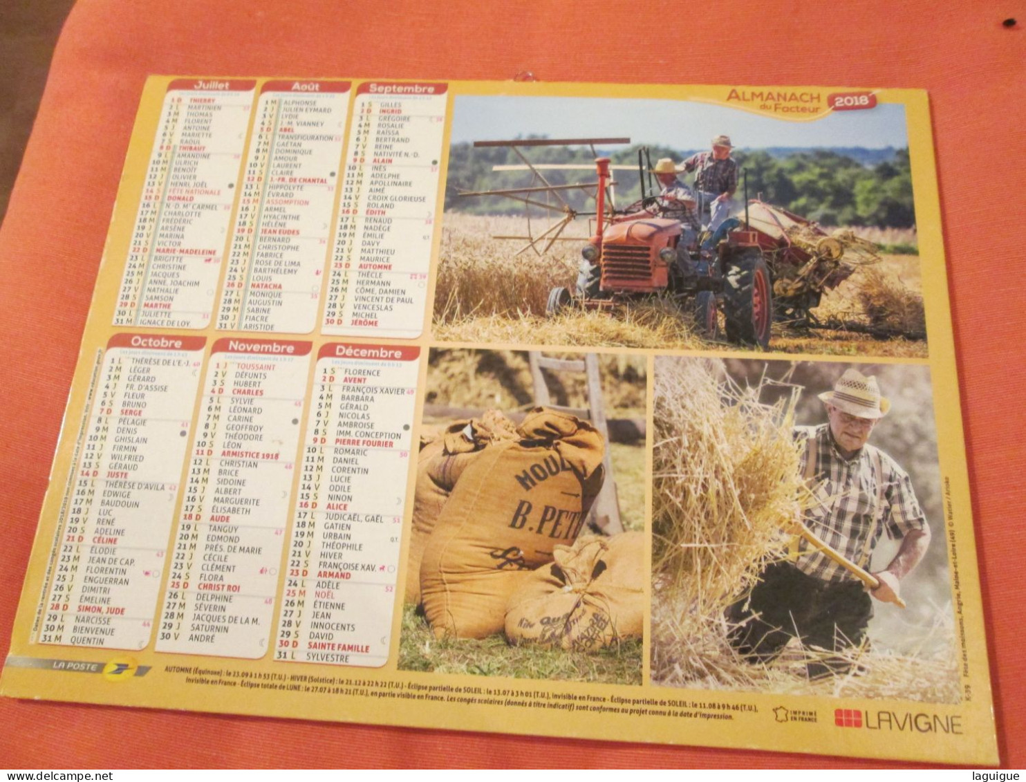 LOT DE 17 CALENDRIERS ALMANACHS de 1982 à 2018 LAVIGNE OBERTHUR OLLER MOISSON, FENAISON, LABOUR, VENDANGE