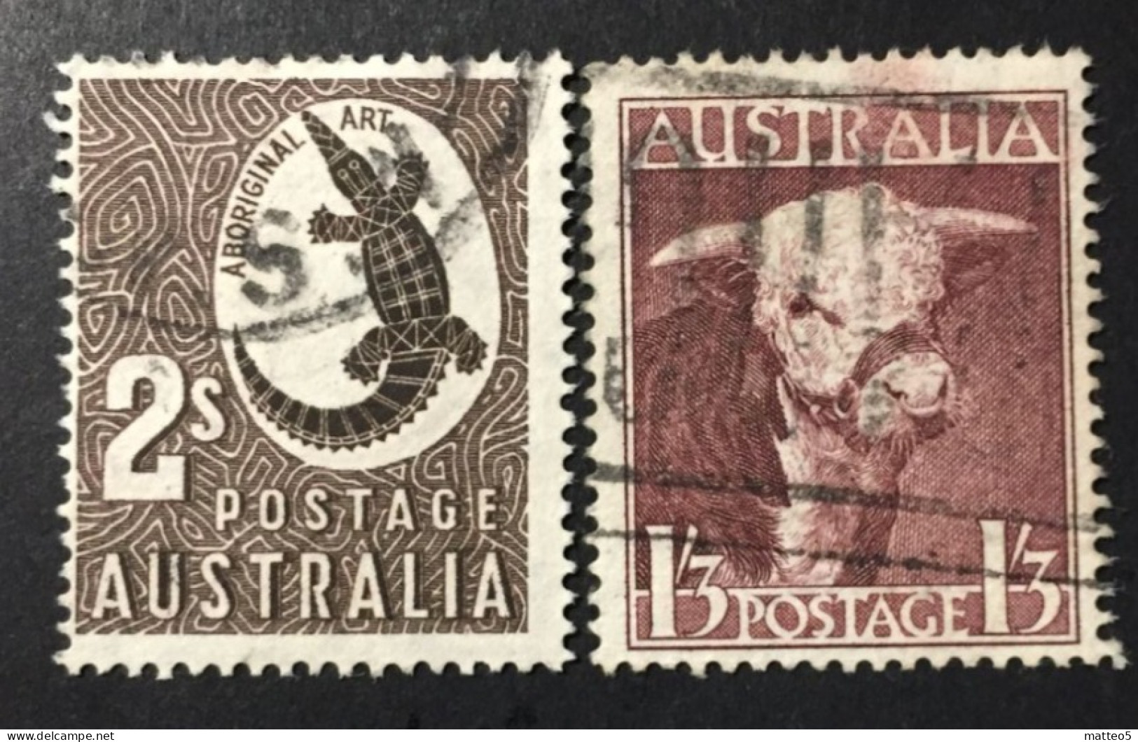 1948 - Australia - Hereford Cattle And Aboriginal Art : Johnston's Crocodile - Used - Used Stamps