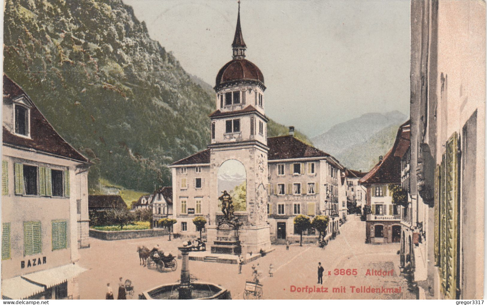 D7033) ALTDORF - Dorfplatz Mit Telldenkmal - Brunnen - Bazar - Tolle DETAILS Alt ! 1911 - Altdorf