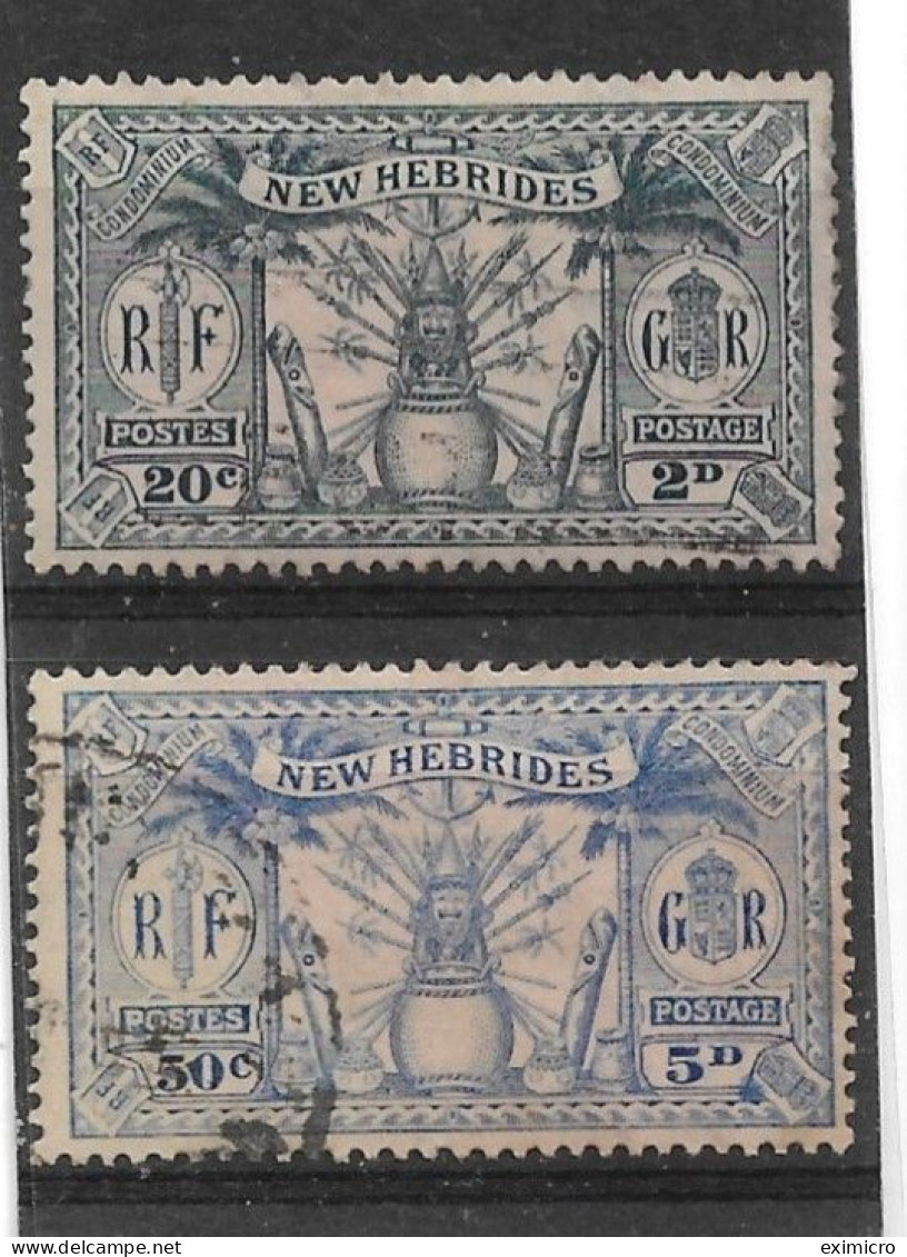 NEW HEBRIDES 1925 2d (20c), 5d (50c) SG 45, 47 FINE USED Cat £5.25 - Used Stamps