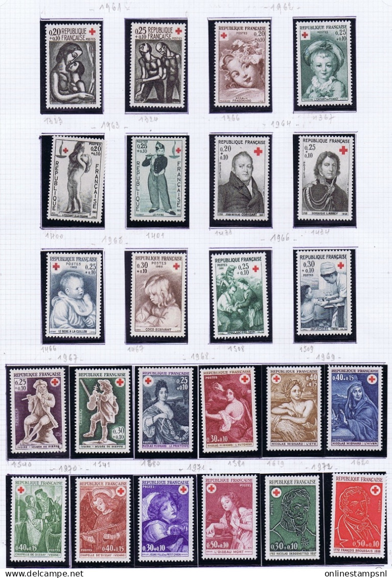 France Croix Rouge Red Cross 1950 -1982 Collection Postfrisch/neuf Sans Charniere /MNH/** - Cruz Roja