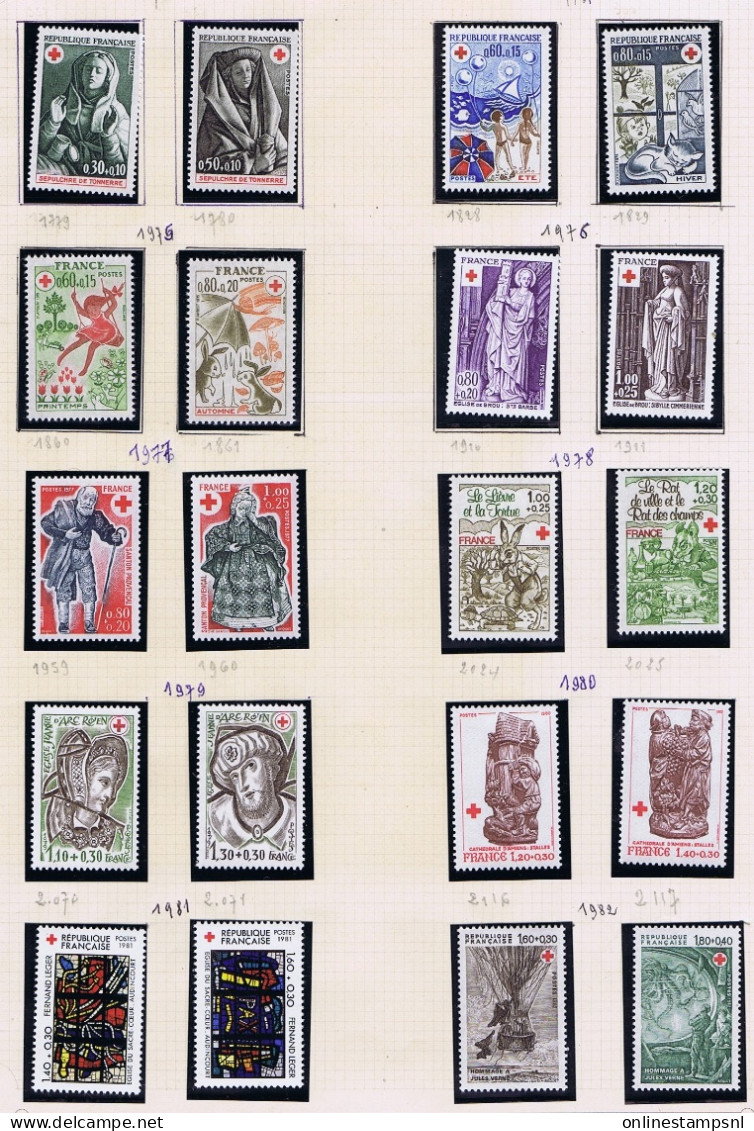 France Croix Rouge Red Cross 1950 -1982 Collection Postfrisch/neuf Sans Charniere /MNH/** - Red Cross