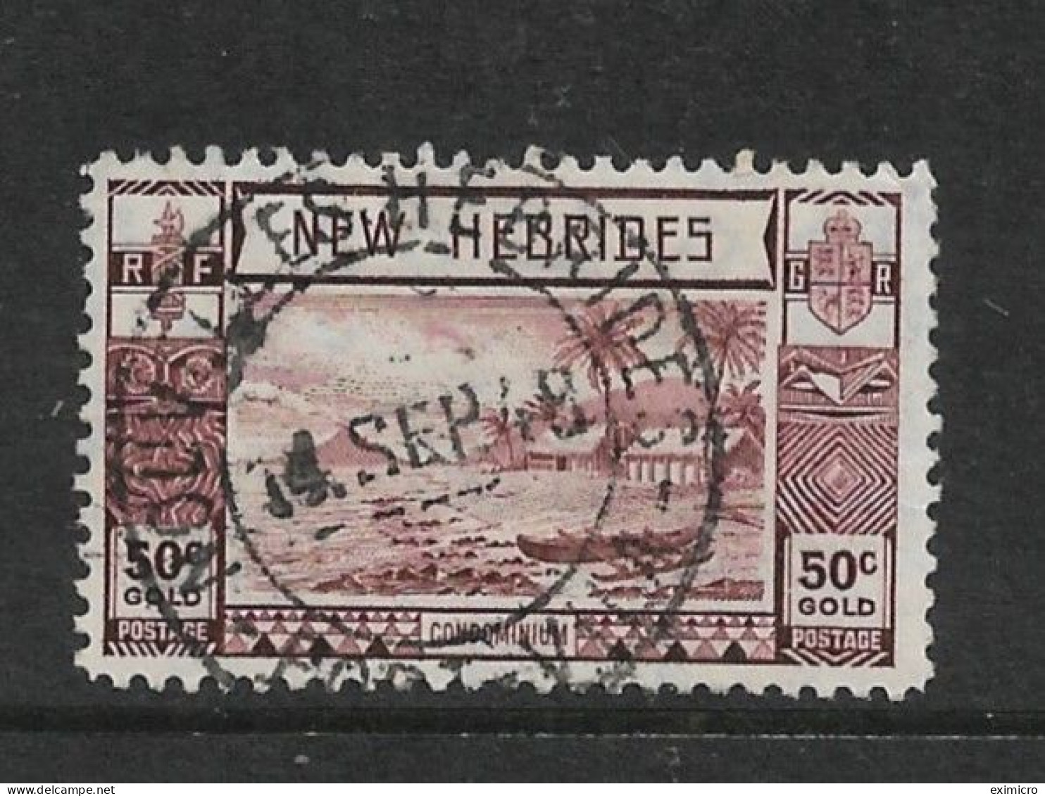 NEW HEBRIDES 1938 50c SG 59 FINE USED Cat £3 - Oblitérés