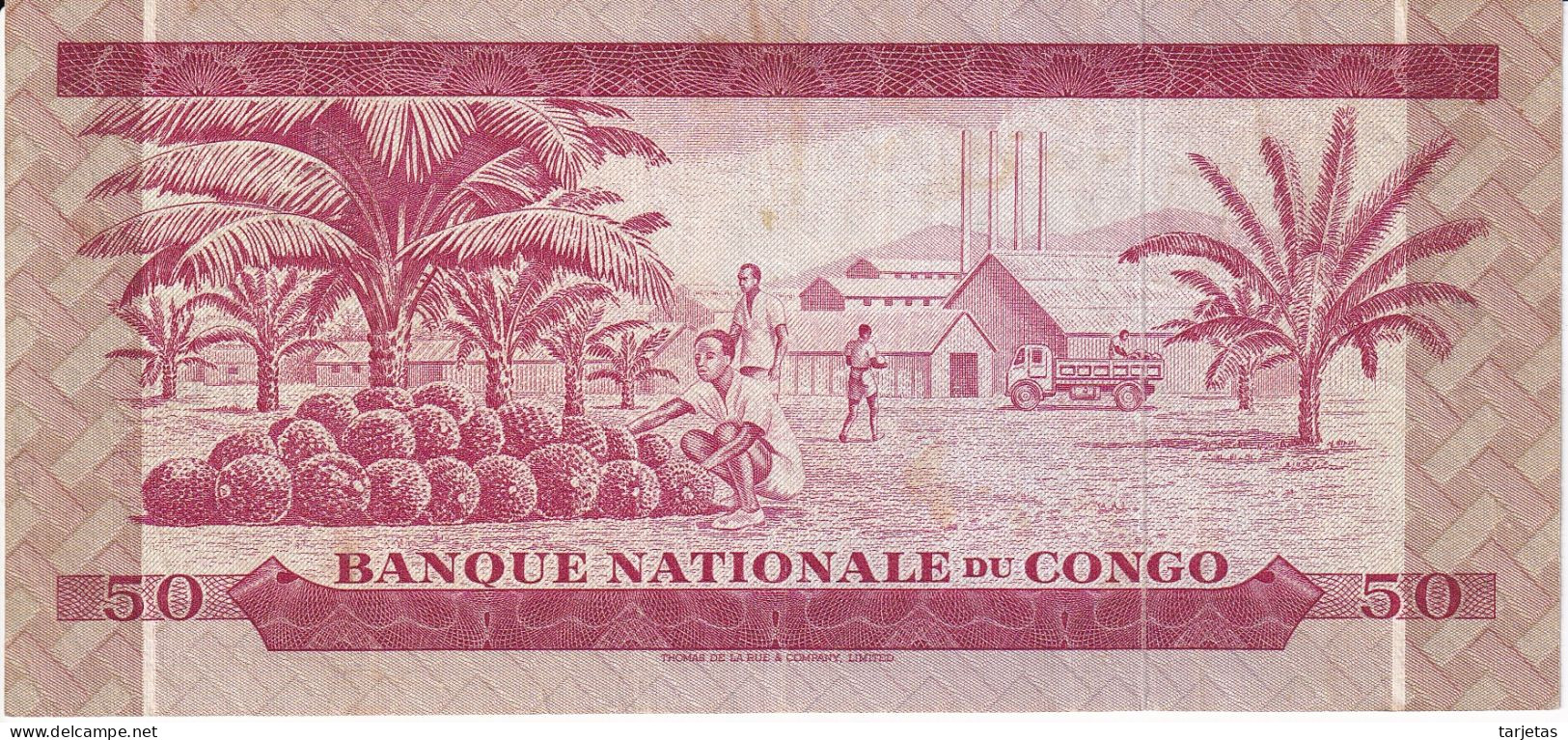 BILLETE DE EL CONGO DE 50 MAKUTA DEL AÑO 1968 (BANKNOTE) - Democratic Republic Of The Congo & Zaire