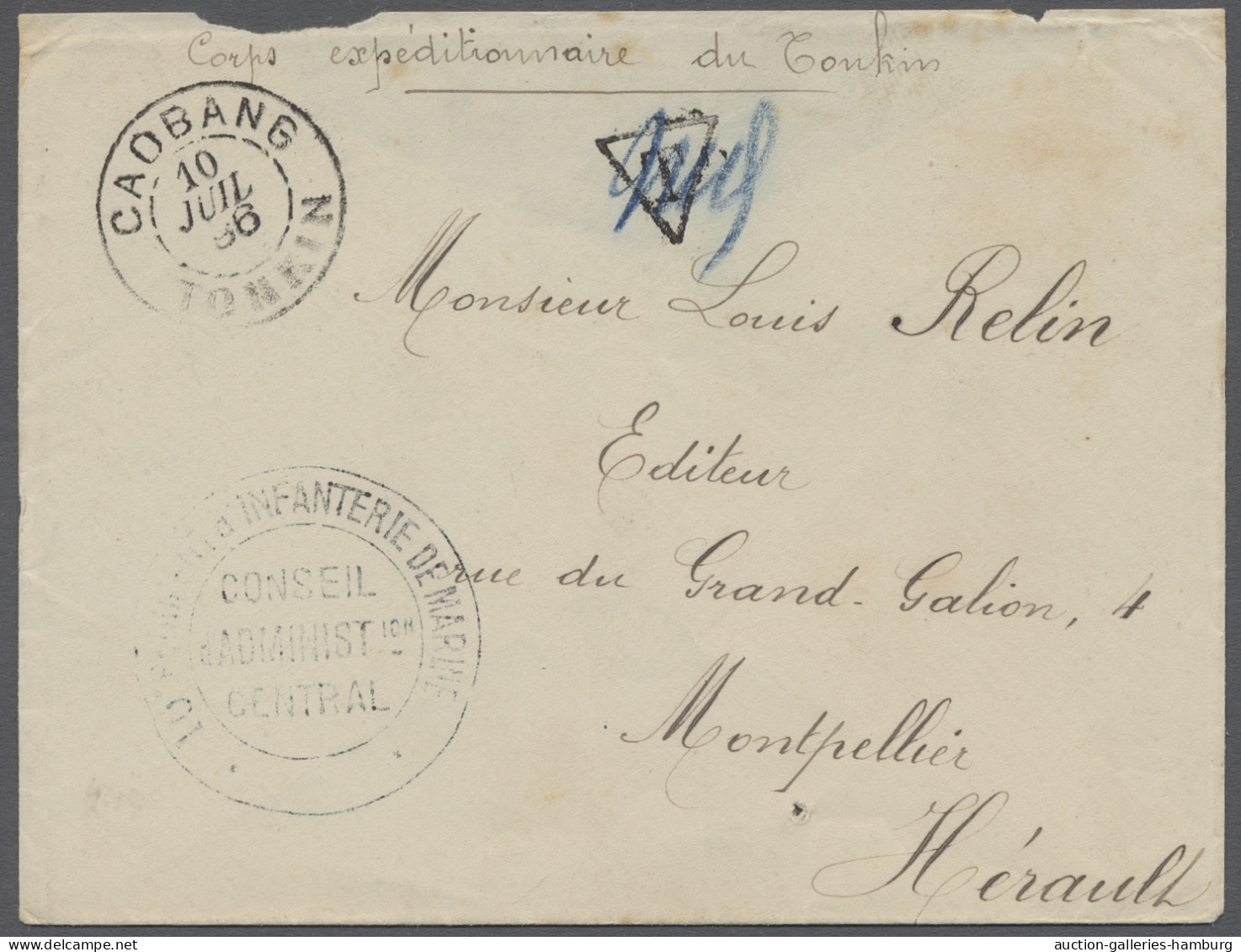 Cover French Indochine: 1896, "Corps Expeditionnaire De Tonkin" Mit Einheitsstempel U. - Briefe U. Dokumente