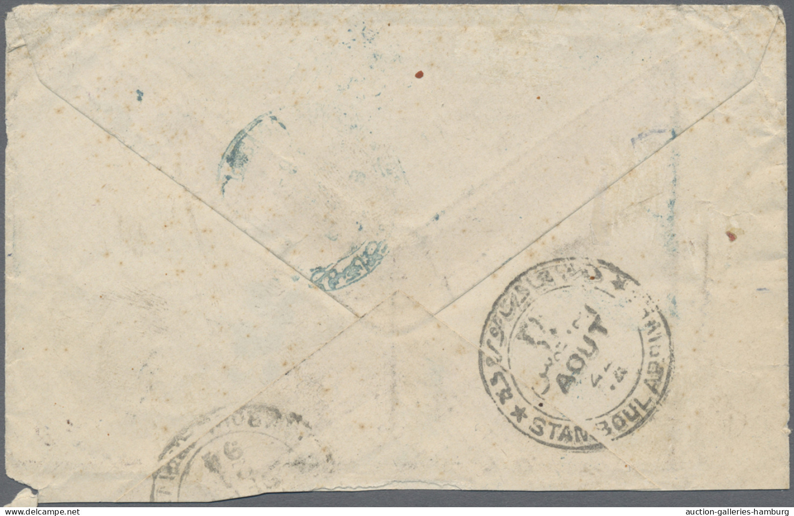 Cover Yemen: 1894, HUDEIDA, Incoming Cover From Constantinople: 1pi. Slate On Cover Fr - Yémen