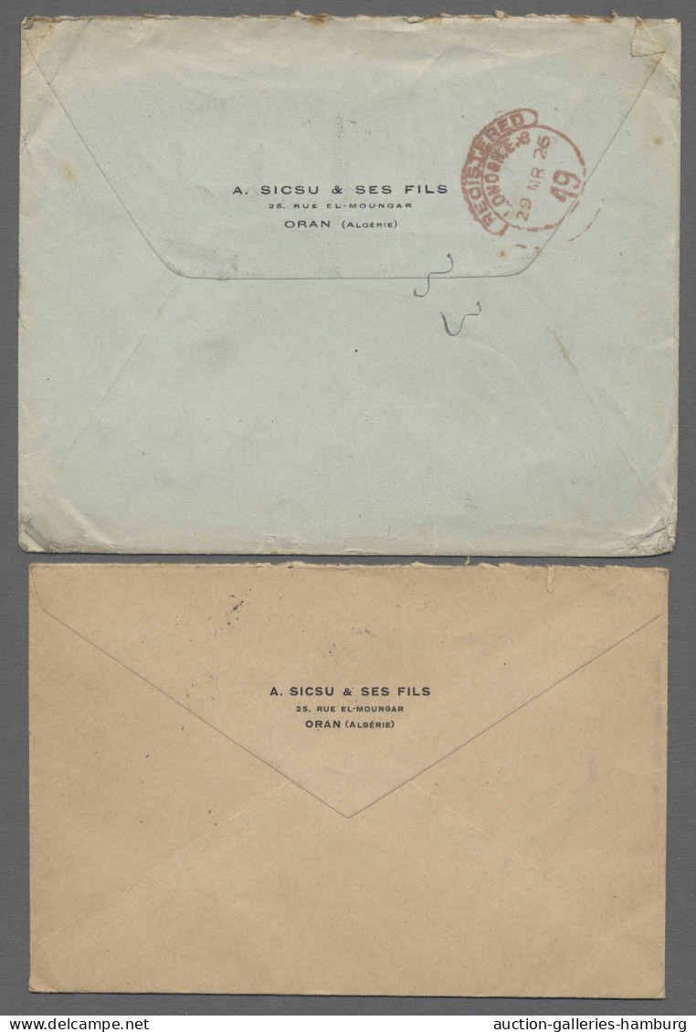 Cover Algeria: 1926, Zwei Bedarfs-Flugbriefe Von Oran Nach London, Dabei Recobrief Mit - Briefe U. Dokumente