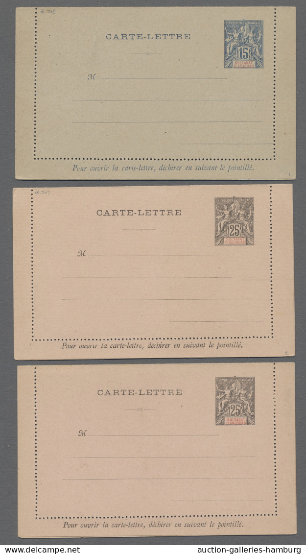 GA Anjouan: 18 Verschiedene Ganzsachen, Mit Besseren (z.B. Kartenbriefe Komplett, 1 - Sonstige & Ohne Zuordnung