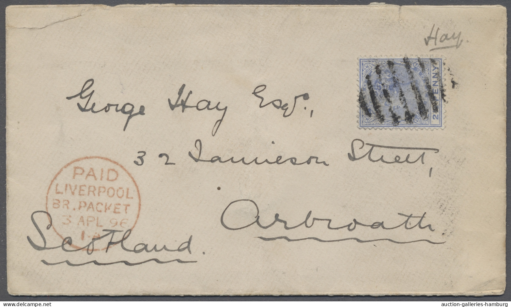 Cover Lagos: 1896, "Victoria" 2 1/2 Penny Entwertet Mit Ovalstrichstempel, Als Einzelf - Nigeria (...-1960)