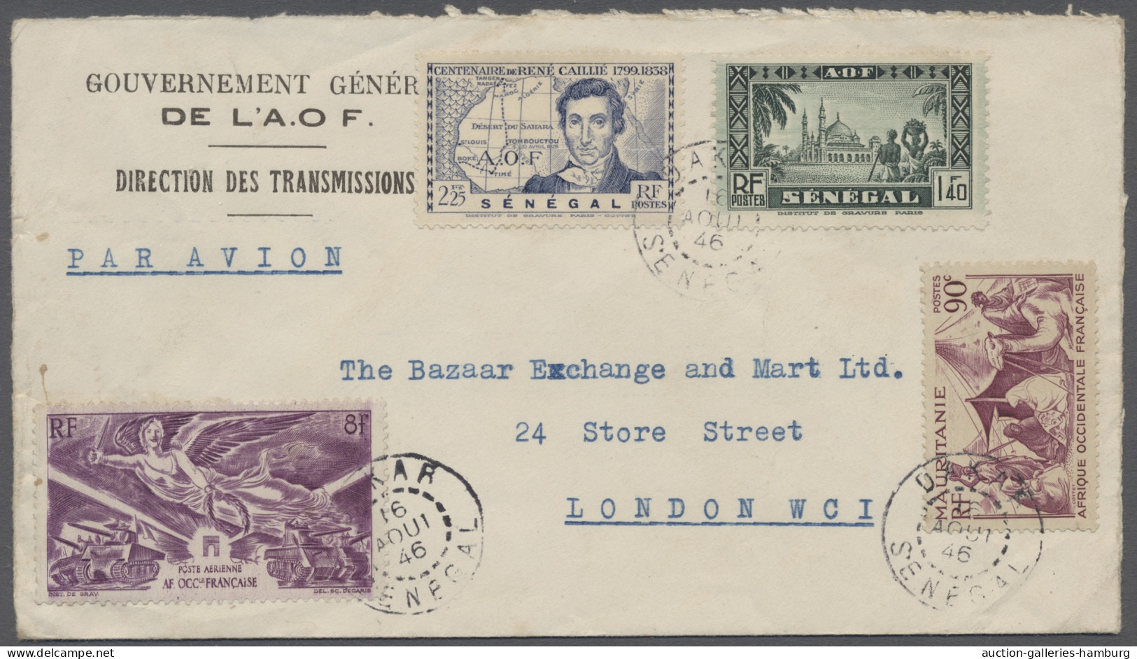 Cover Senegal: 1946, Aug 16, Pre-printed Envelope Of The Government "L.A.O.F." From Da - Sénégal (1960-...)