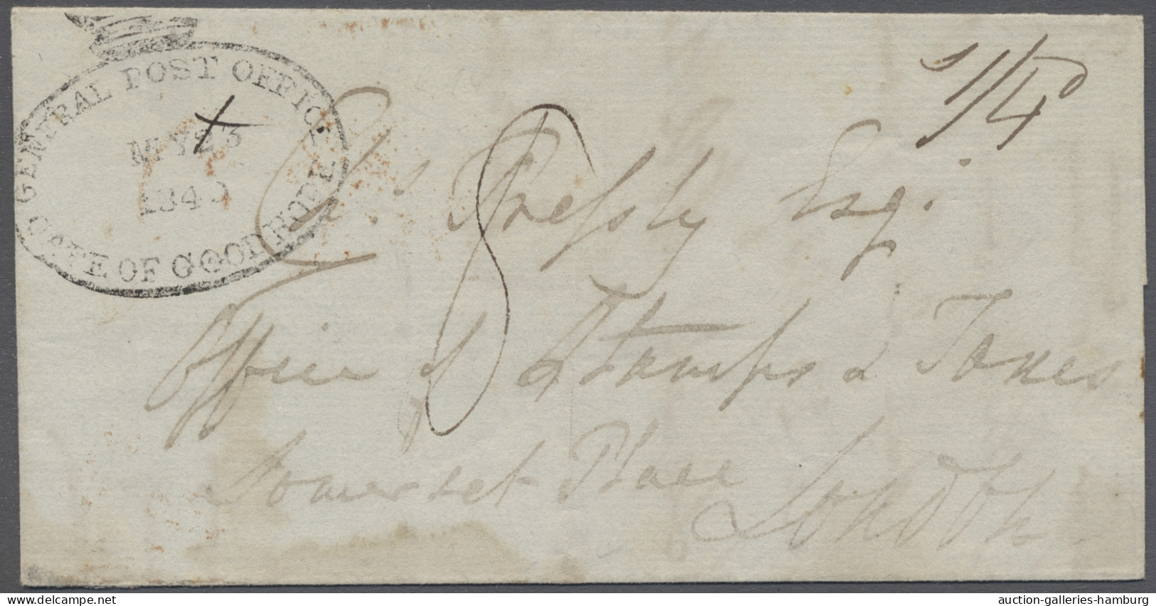 Cover Cap Of Good Hope: 1840, Vorphilatelistischer Brief über Indien-Route Nach London - Cabo De Buena Esperanza (1853-1904)