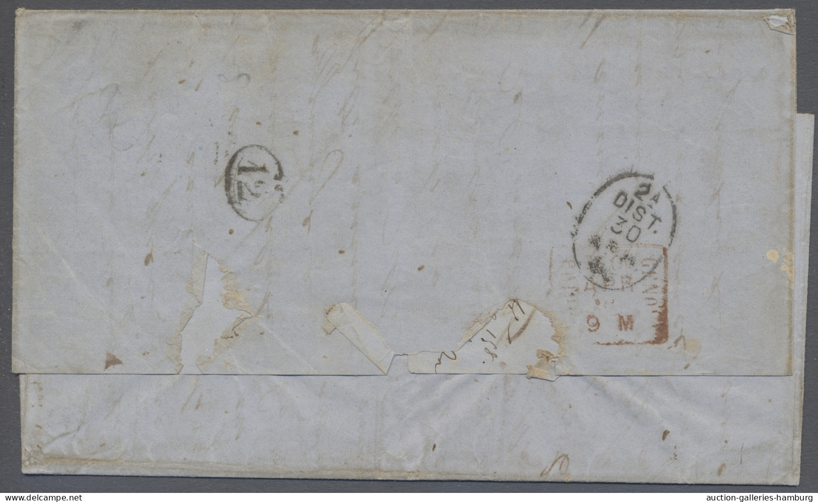 Cover Argentina: 1869, 2 ELs Mit Part Frankings To Italy. 5c. Orange Single Rate And 1 - Autres & Non Classés