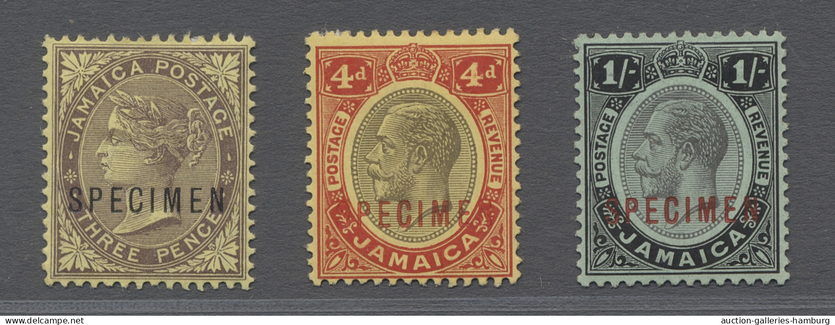 * Jamaica: 1910-1912, Drei Ungebrauchte Werten Mit "SPECIMEN"-Aufdruck - Victoria - Jamaica (1962-...)