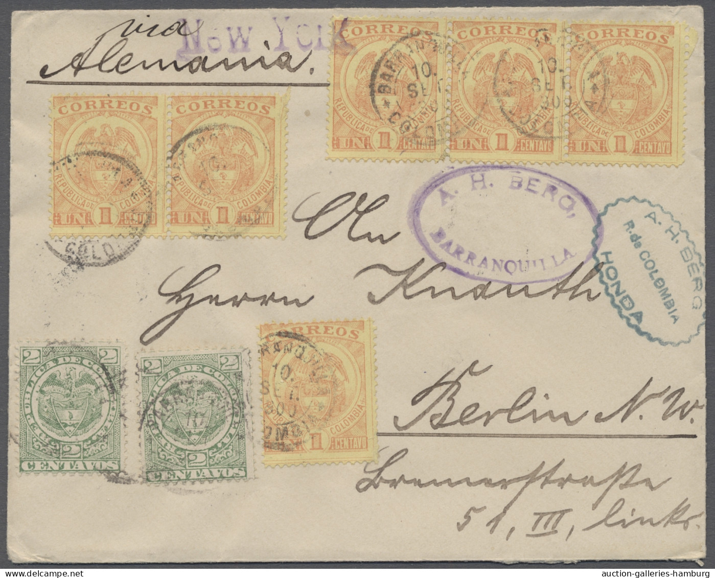 Cover Columbia: 1900, Two Letter From The German Residence Bogota (with Paper Seals On - Kolumbien