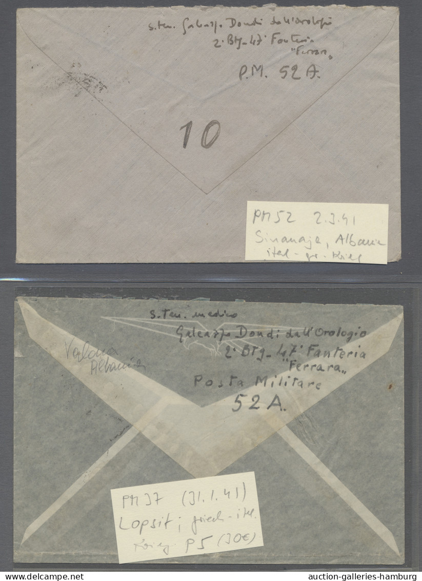 Cover Albania: 1942, Italian Military Mail WWII, Three Airmail Letters From PM 12 (PRI - Albania