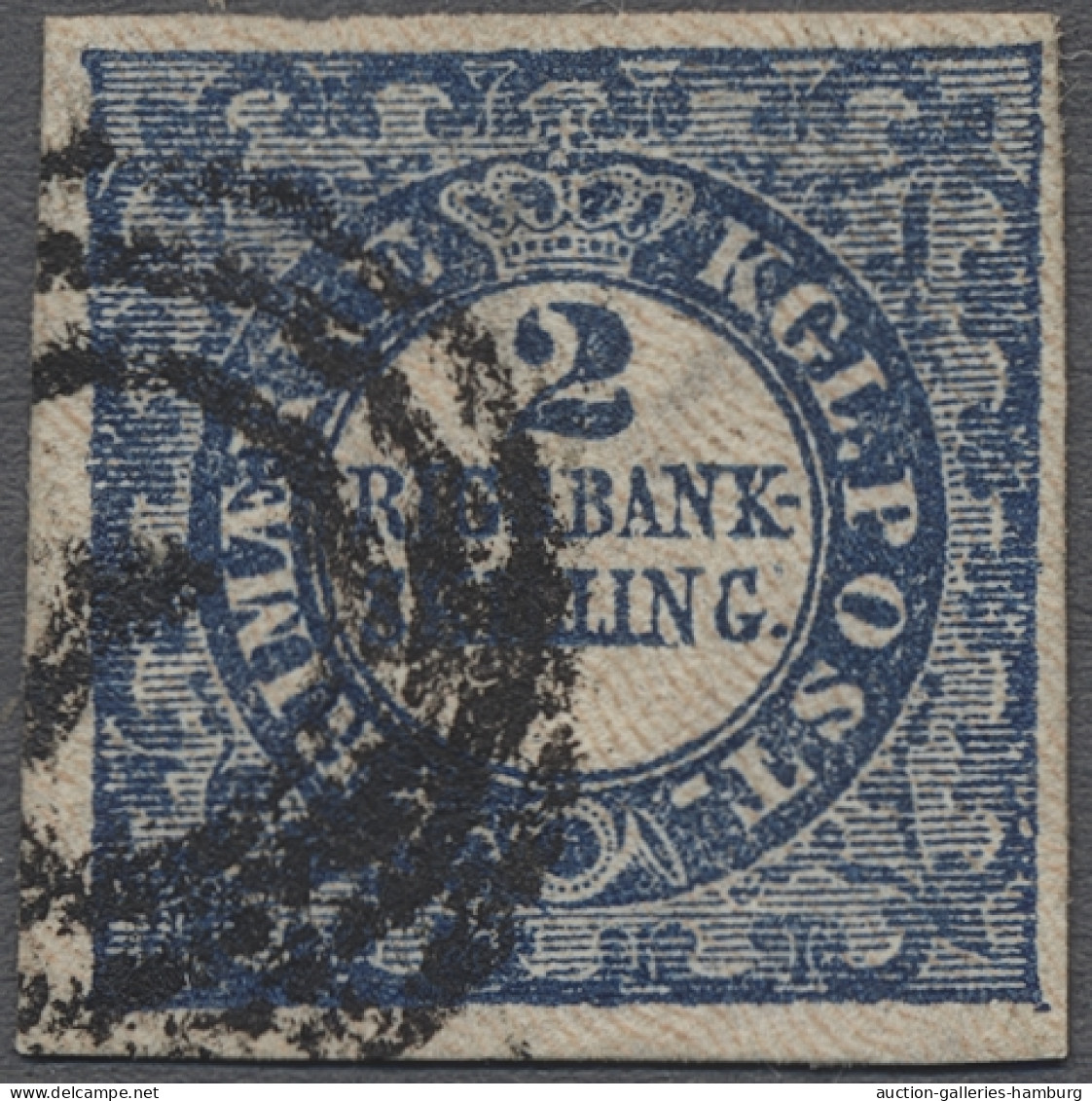 O Denmark: 1851, Freimarke 2 Skilling Blau Vollrandig Geschnitten, Entwertet Mit N - Used Stamps