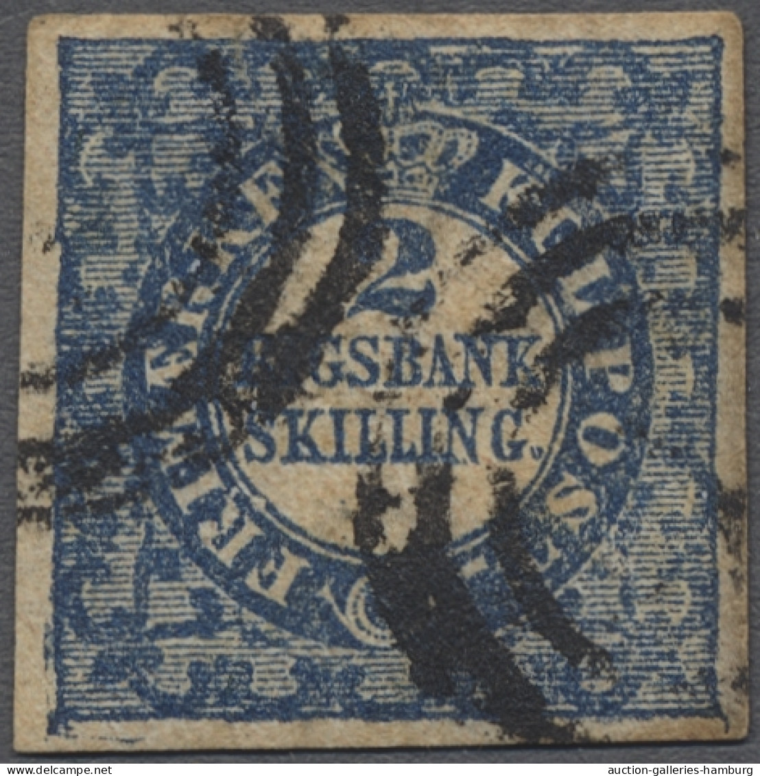 O Denmark: 1851, 2 RIGSBANK-SKILLING Blau Auf Weißem Grund, Untergrund In Buchdruc - Used Stamps