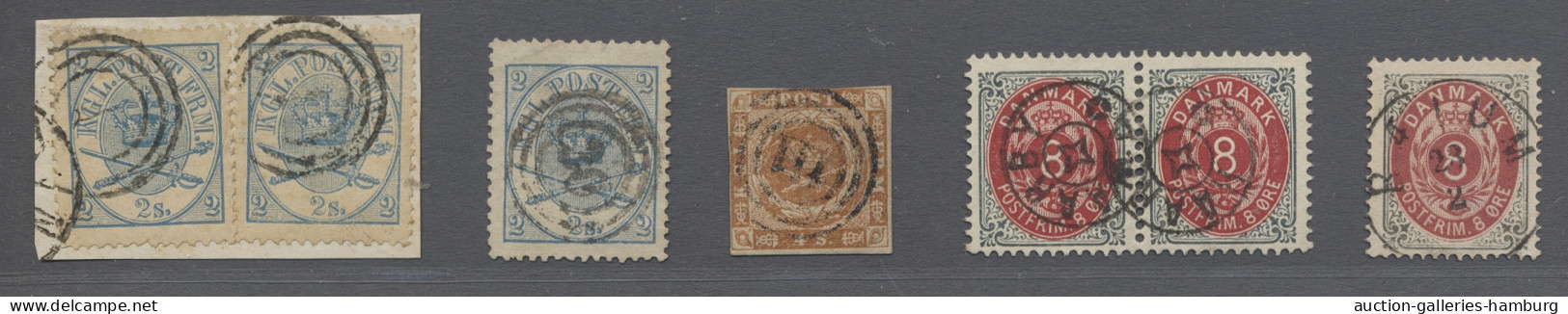O Denmark: 1854-1927, Kleines Lot Aus 13 Marken, Teils Mit Sehr Klaren Stempeln, D - Used Stamps