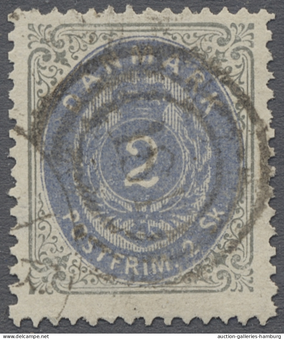 O Denmark: 1870-1872, Ziffern Im Rahmen / Tovarfende, Skilling-Währung, Acht Versc - Gebruikt