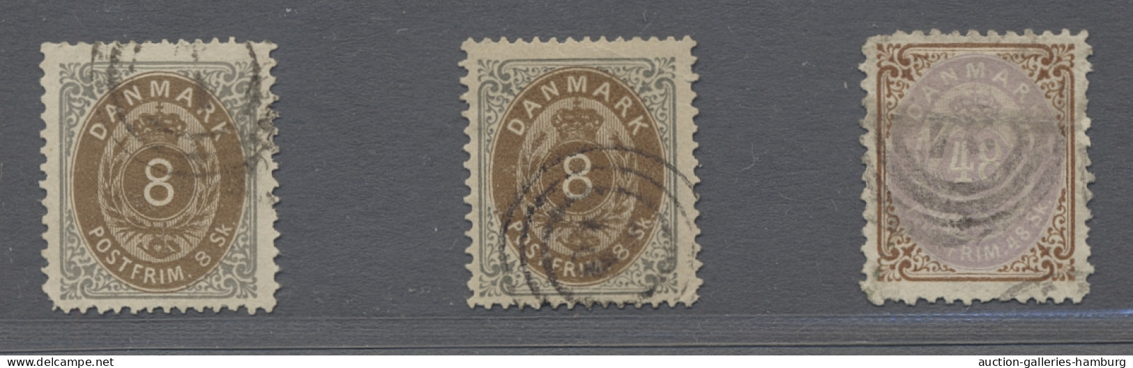 O Denmark: 1870-1872, Ziffern Im Rahmen / Tovarfende, Skilling-Währung, Acht Versc - Gebraucht