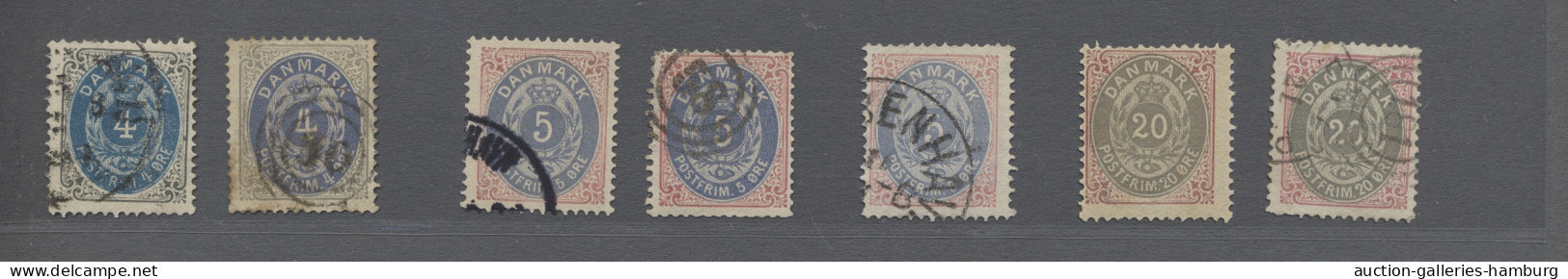 O/* Denmark: 1875ff., Ziffern Im Rahmen / Tovarfende, Kronenwährung, 44 Verschiedene - Used Stamps