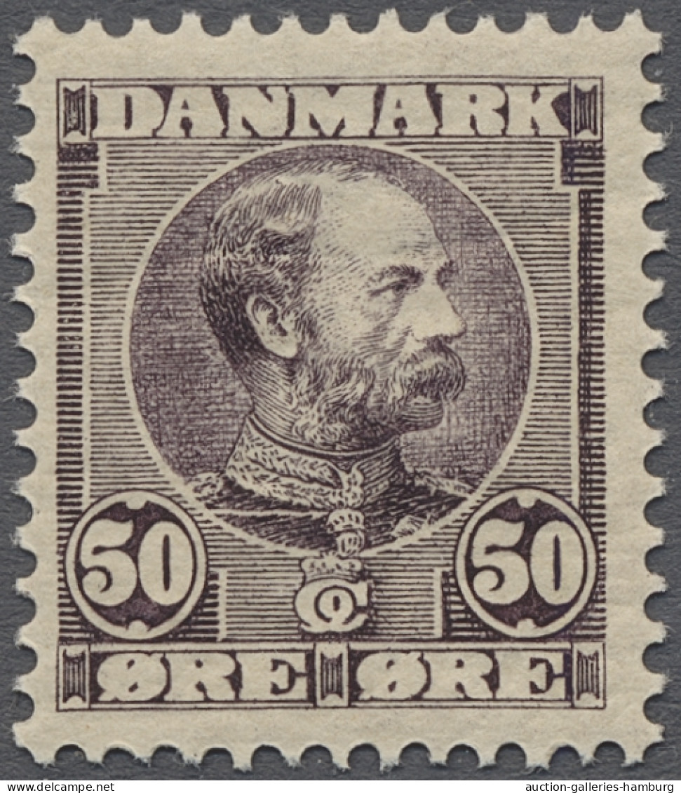 ** Denmark: 1905, Zwei Postfrische Werte, Einmal Christian IX., 50 Öre Lila, Sehr G - Ongebruikt