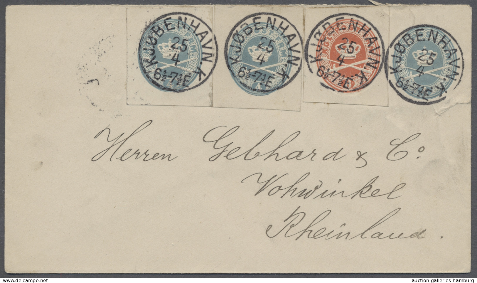 GA Denmark - Postal Stationery: 1894, 4 Öre-Ganzsachenumschlag, Entwertet "KJOBENHA - Entiers Postaux