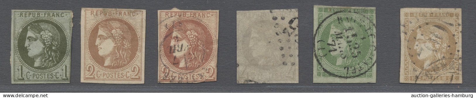 O/(*) France: 1870-71, Bordeaux-Ausgabe Ceres, Alle Werte Gestempelt Enthalten In Insg - Gebraucht